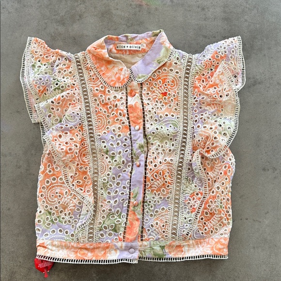 ALICE + OLIVIA | Embroidered Eyelet Top - Picture 9 of 14